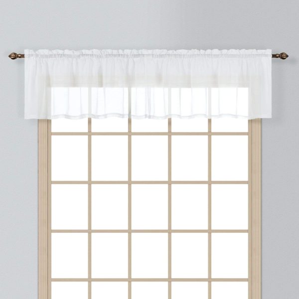 1PC Sheer Voile Window Treatment Valance for Kitchens, Bathrooms, Basements & More (White, 55" X 14")