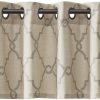 Madison Park Saratoga Light Filtering Fretwork Print Grommet Top Window Valance Swags for Living Room Bedroom and Kitchen, 50x18", Beige/Grey - Image 4