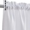Valea Home Water Repellent Valance for Bathroom Window Waffle Woven Textured Short Kitchen Curtain Valances(60 x 16 inches, White, One Panel) - Image 2